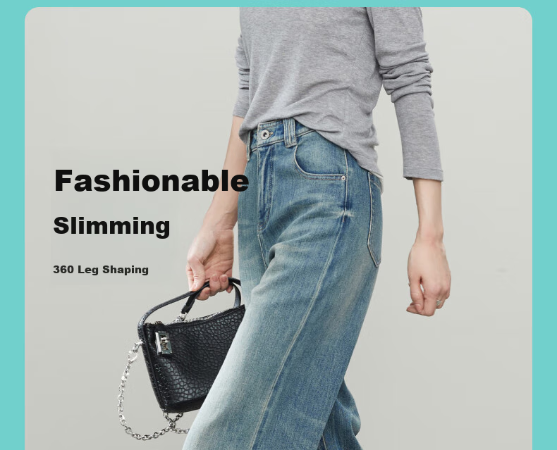 ESE-Y Straight-Leg Jeans for Women, New Spring 2025 Wide-Leg Trousers, Vintage Blue, Size 25 4