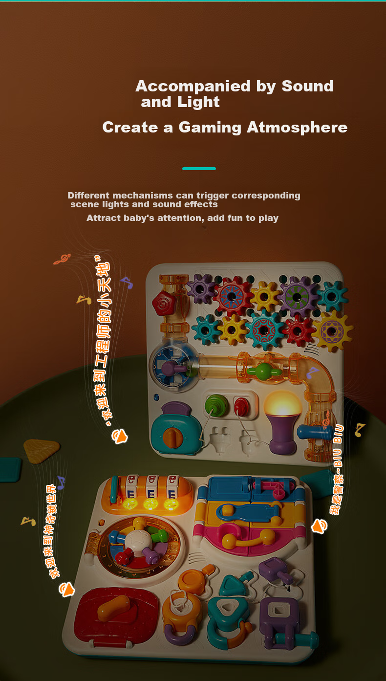 Auby Busy Board House Montessori Early Education Knowledge Children's Educational Multifunctional Game Table Locking Board, Birthday Gift for Ages 1-3 10