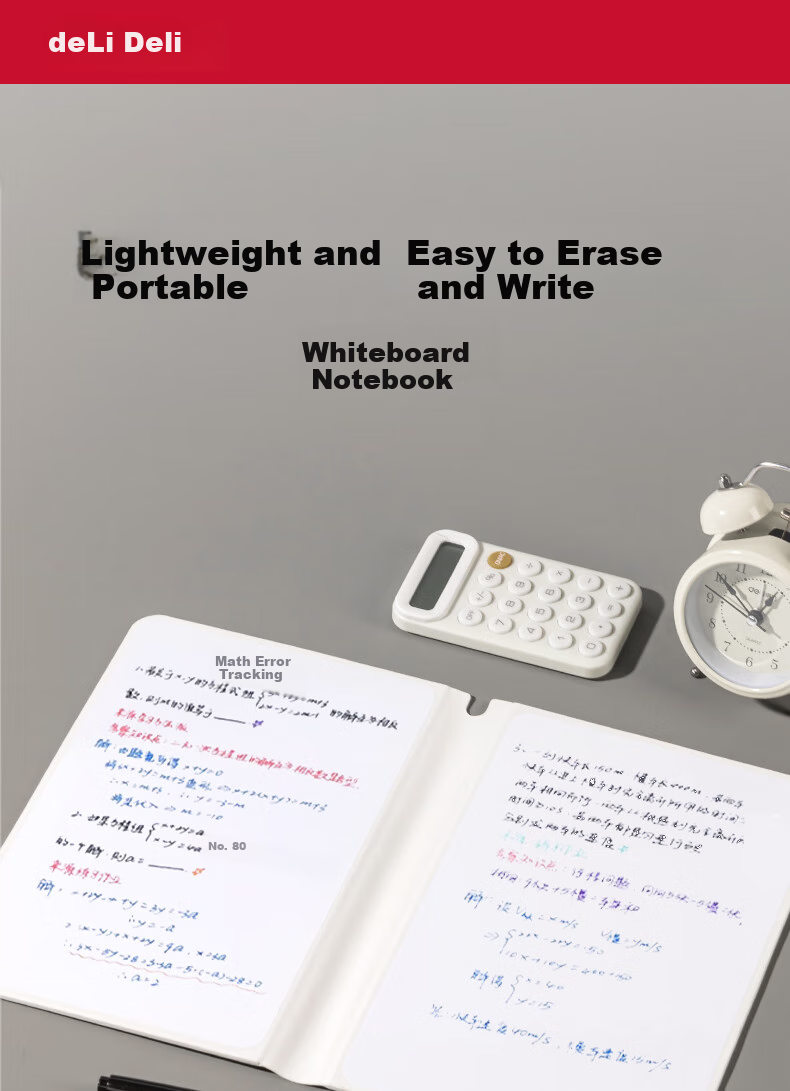 Deli Foldable Whiteboard Notebook, Portable Handheld Journal, Writing Pad for Home And Desktop Use, Memo Pad, Office Planner Board, White, 242*172mm, MQ136 1