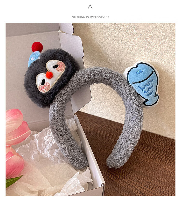 NIANFIN Spring Summer New Penguin and Little Fish Headband Cartoon Hair Accessories Girls Photo Hair Clip Funny Headband 2