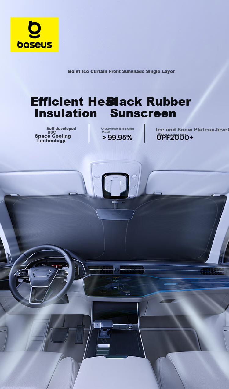BASEUS Car Sunshade, Front Windshield Sun Protection, Heat Insulation, Windproof Glass Shade, Interior Sun Umbrella Blocker, 2026 New Model 9