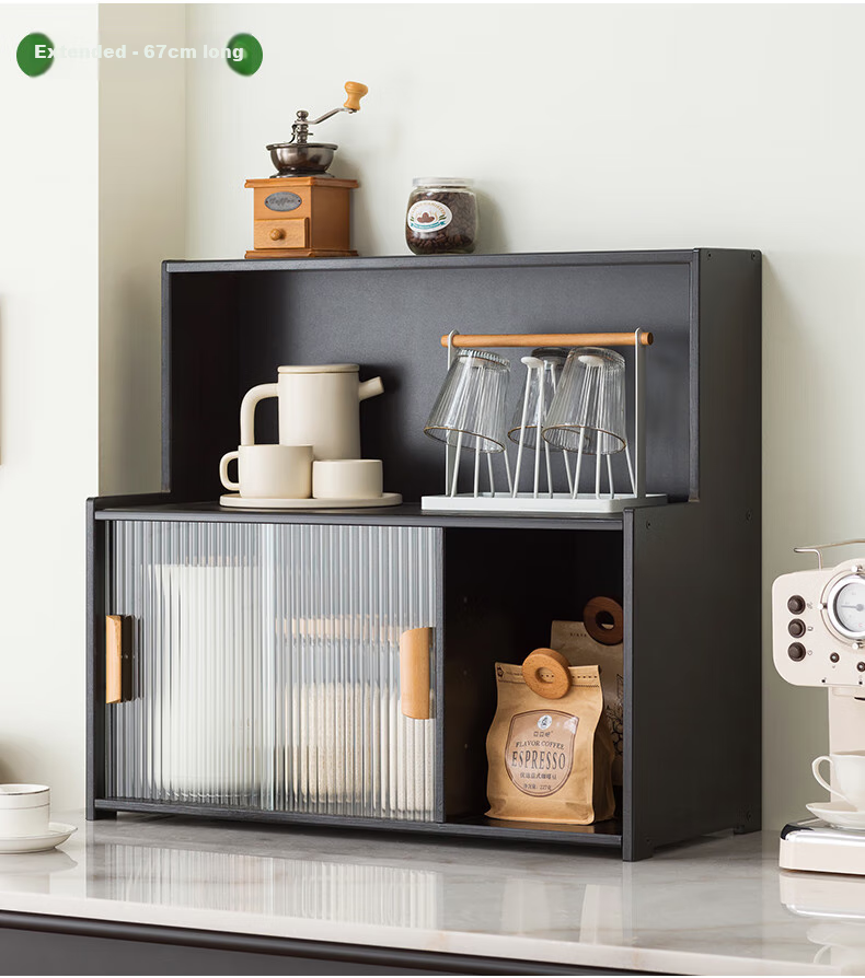 Laozhujiang Multi-Layer Desktop Cup Holder, Kitchen Countertop Storage Rack, Water Cup Organizer Cabinet, Tableware Storage Shelf, Table Seasoning Rack, 45cm Long 17