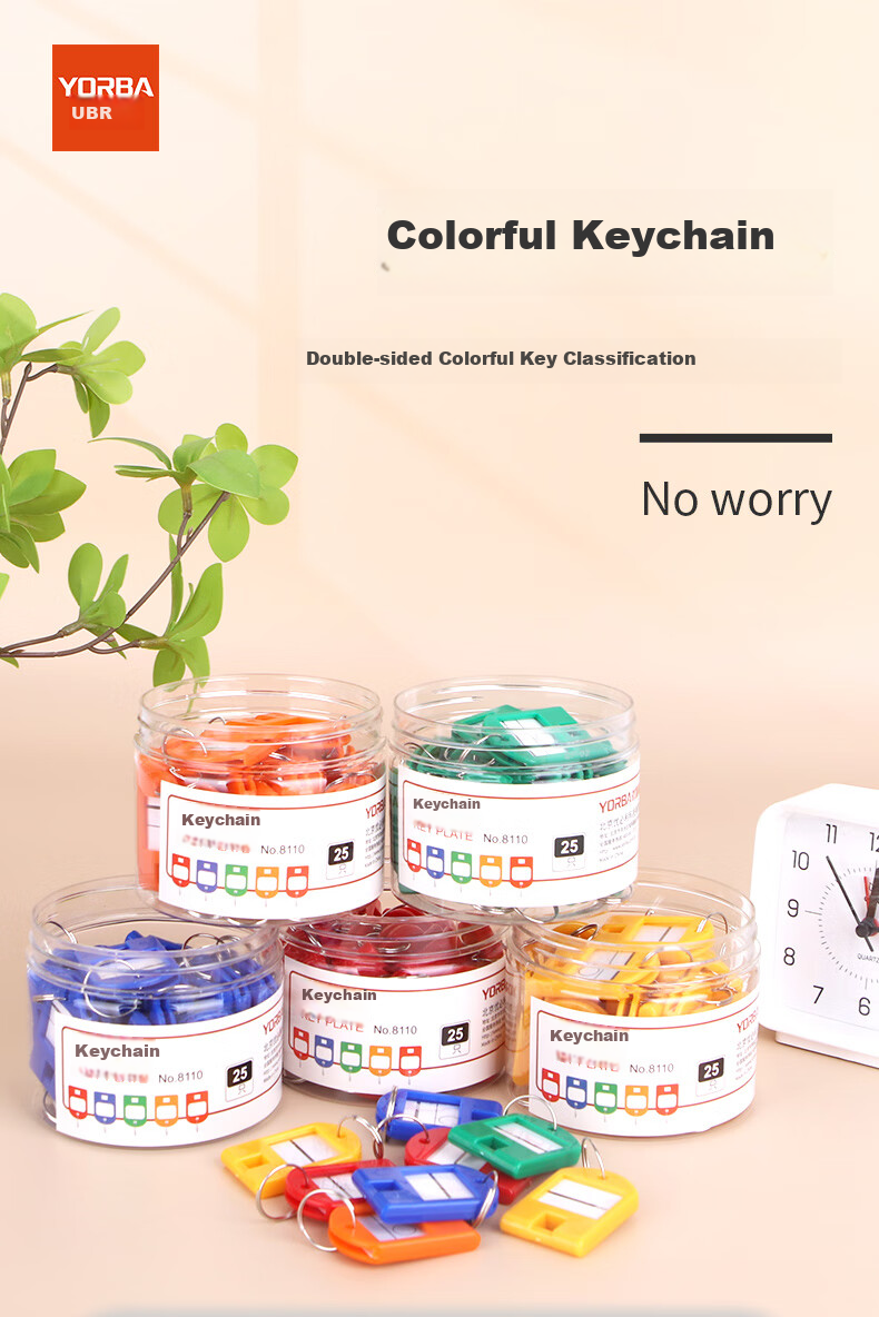Youbili Double-Sided Key Tags, Thickened Handheld Key Number Tags, Classification Management Key Rings, Hotel Landlord Large Key Pendants, 25 Pieces/Tube, 8110 Red 1