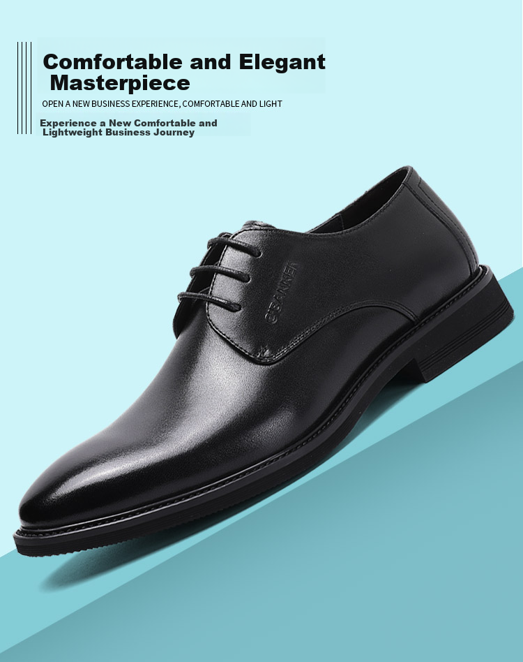 C.BANNER [Top-Grain Leather] Classic Business Men's Shoes, Casual Leather Shoes, Formal Derby Shoes, Suit Wedding Shoes, Black, Size 42 1