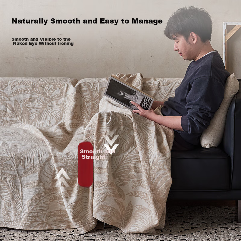 Wuyinliangpin Class A Maternity Cotton Linen Sofa Cover, Linen Sofa Slipcover, All-Inclusive Non-Slip Throw, Lily of The Valley Song, 180*230cm