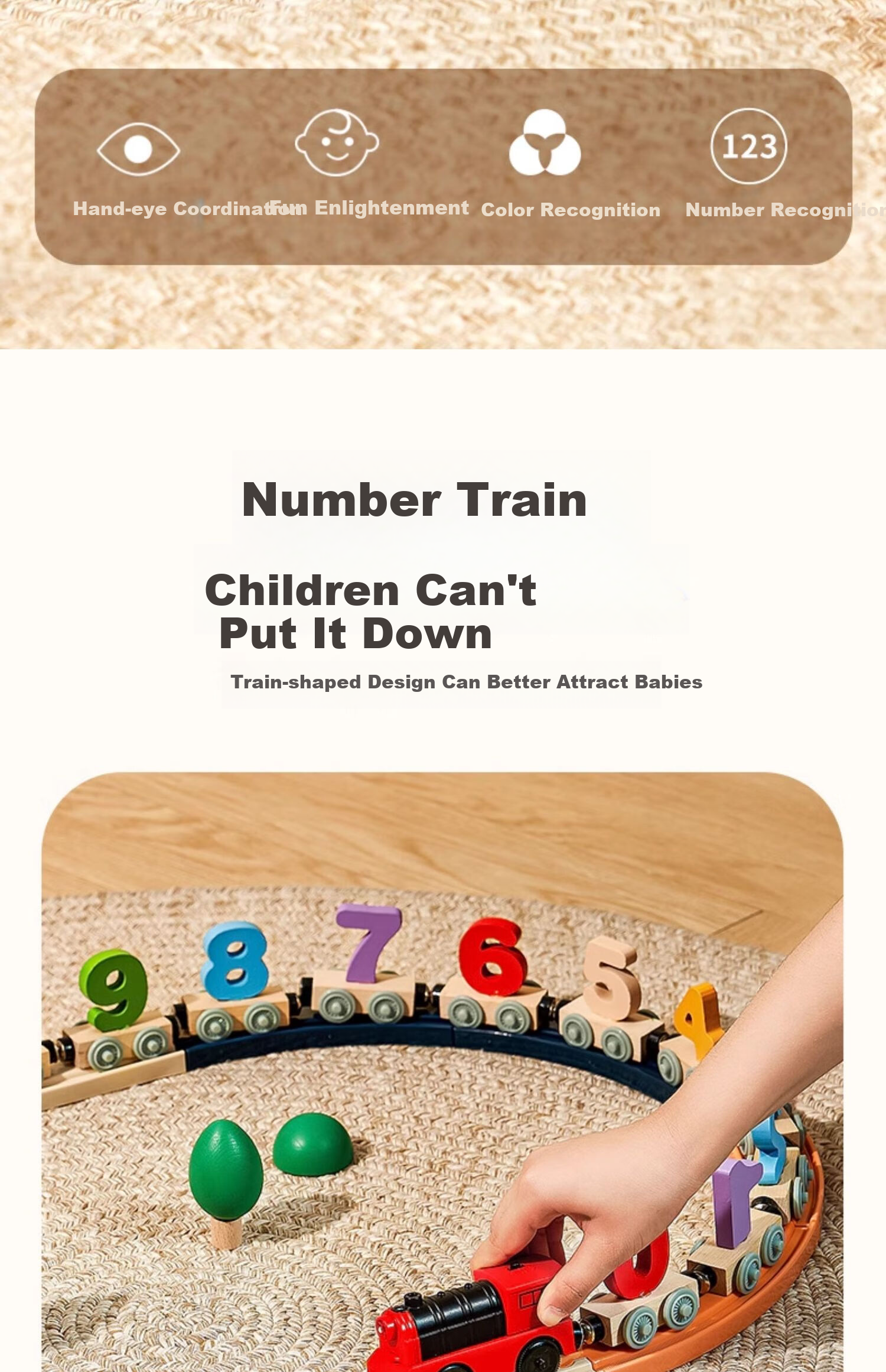 CAREBABY Children's Magnetic Number Train Track Toy, Educational Magnetic Building Blocks, Assembly Toy for Boys And Girls, Birthday Gift 2