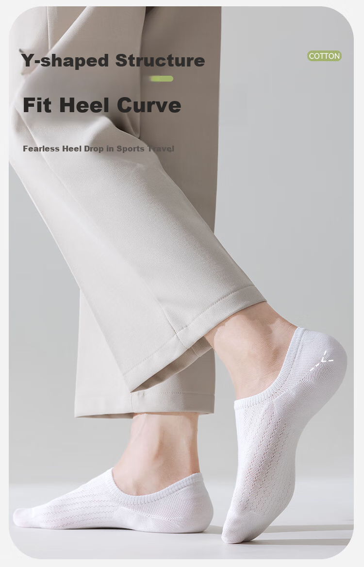 Hengyuanxiang [Pure Cotton 7A Antibacterial] Women's Socks, Summer Mesh Breathable Simple Anti-Slip Invisible Socks, White 11