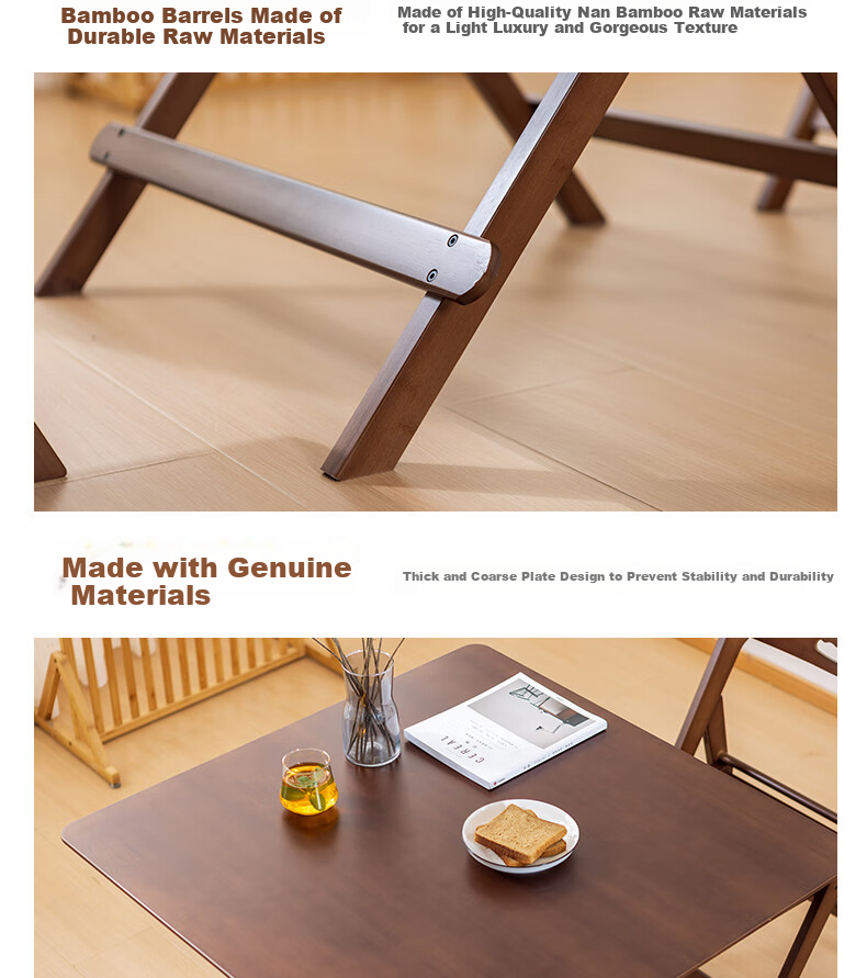 Taomengju Small Folding Square Table, Foldable Dining Table, Bamboo And Wood Eating Table, Simple Home Balcony Folding Table, Tea Table 15