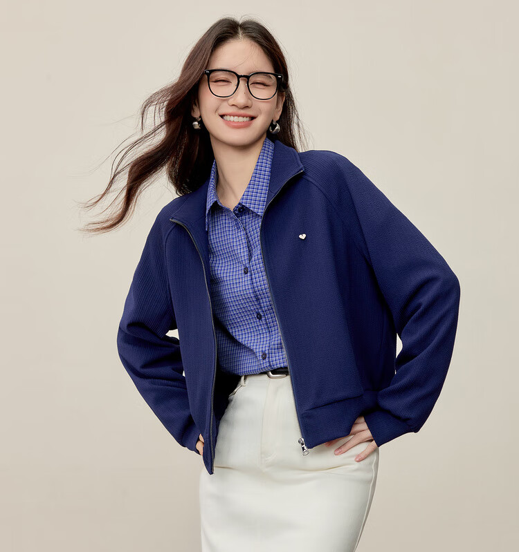 Sentubila Gold Zipper Raglan Long Sleeve Loose Jacket Women Autumn Slimming Sweatshirt Cardigan Two-Way Collar Outerwear 20