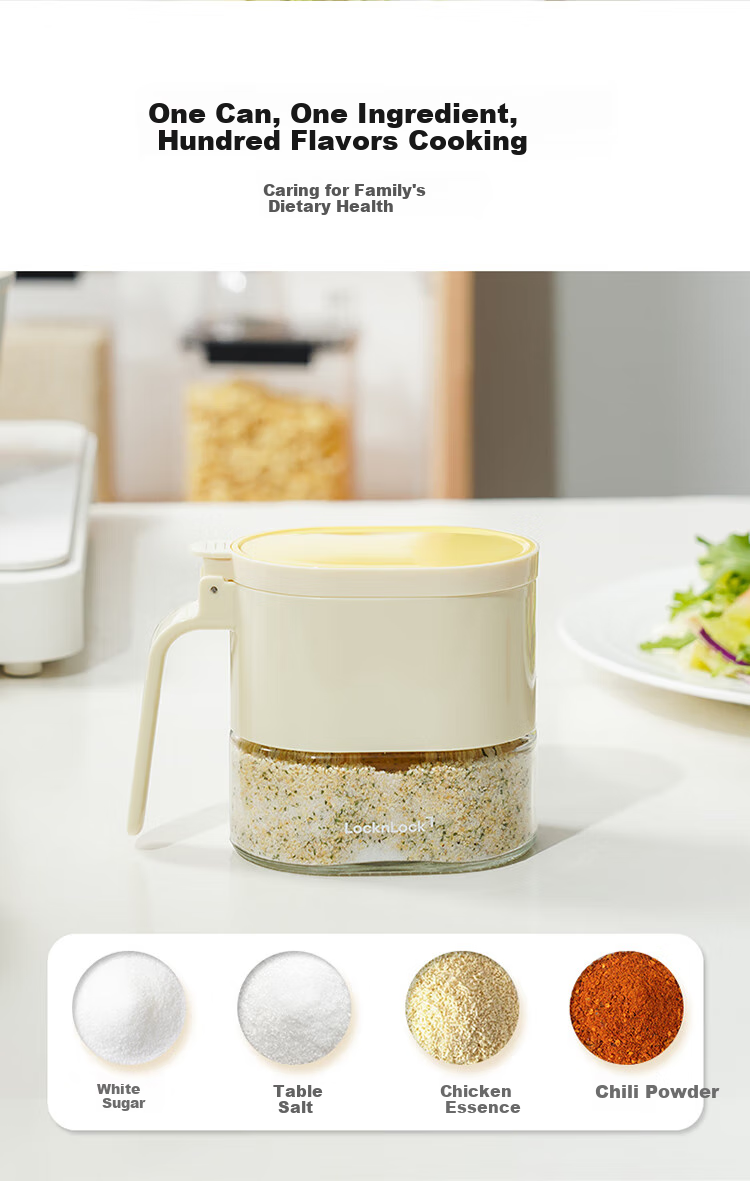 LOCK&LOCK Magnetic Spoon Seasoning Jar, Kitchen Spice Bottle, Condiment Container, Salt Shaker, Sealed Moisture-Proof, 350ML, Beige 10