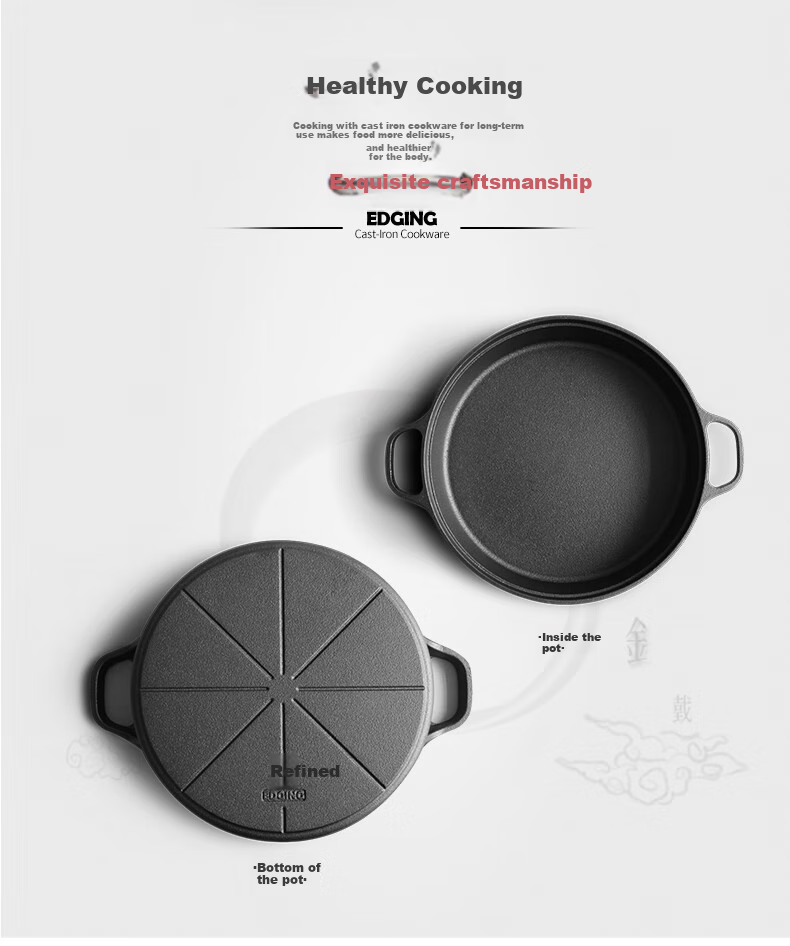 Dianjiang Cast Iron Skillet, 30cm Thick, Uncoated Iron Griddle Pan, Suitable for Pancakes, Eggs, Dumplings, And Steak 6