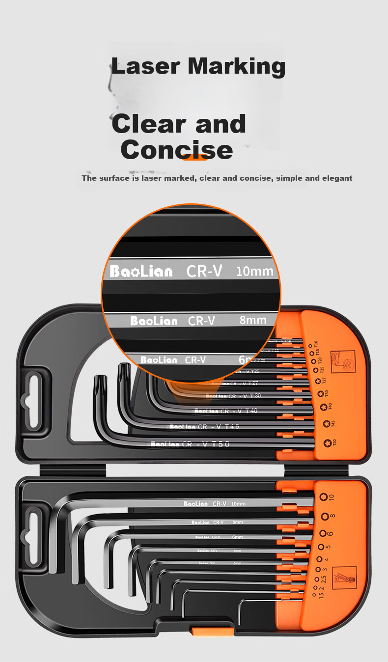Baolian Hex Key Set, Internal Hexagon, Hexagonal Wrench, Extended Hexagon, Metric Screwdriver Tool 10