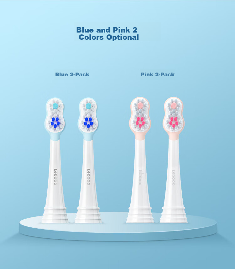 Hongmengzhixuan Libode Smart Children's Electric Toothbrush Heads, Figure-8 Shape, 2-Pack (Blue) 6