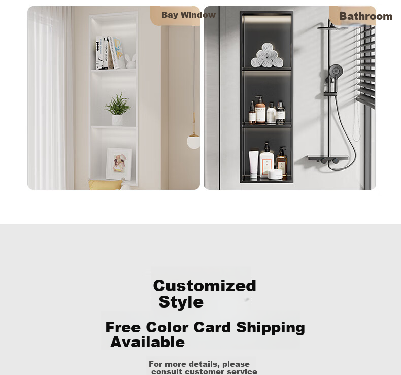 Baizi 304 Stainless Steel Bathroom Storage Rack, Built-In Wall Cabinet with Door, Waterproof, 3-Tier Large Capacity Storage Unit for Bathroom 4