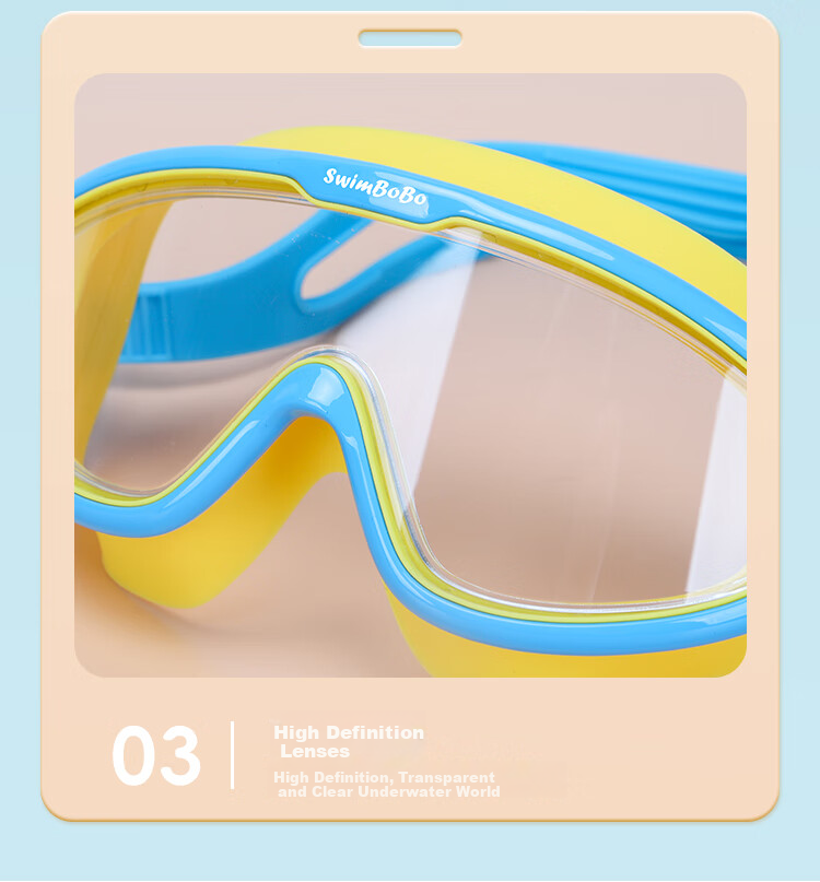 Swimbobo Children's Large Frame Swimming Goggles, High-Definition Anti-Fog Waterproof Diving Glasses for Boys And Girls, Swimming Equipment S007 Blue Yellow 16