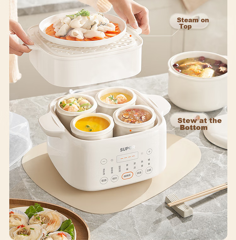 SUPOR Electric Stew Pot, Ceramic Casserole for Soup Making, Purple Clay Inner Pot, 3L Multi-Functional Stewing Pot for Home Use, Micro-Pressure Fast Cooking Pot for Soup, Suitable for 3-4 People, DG30YC875 6