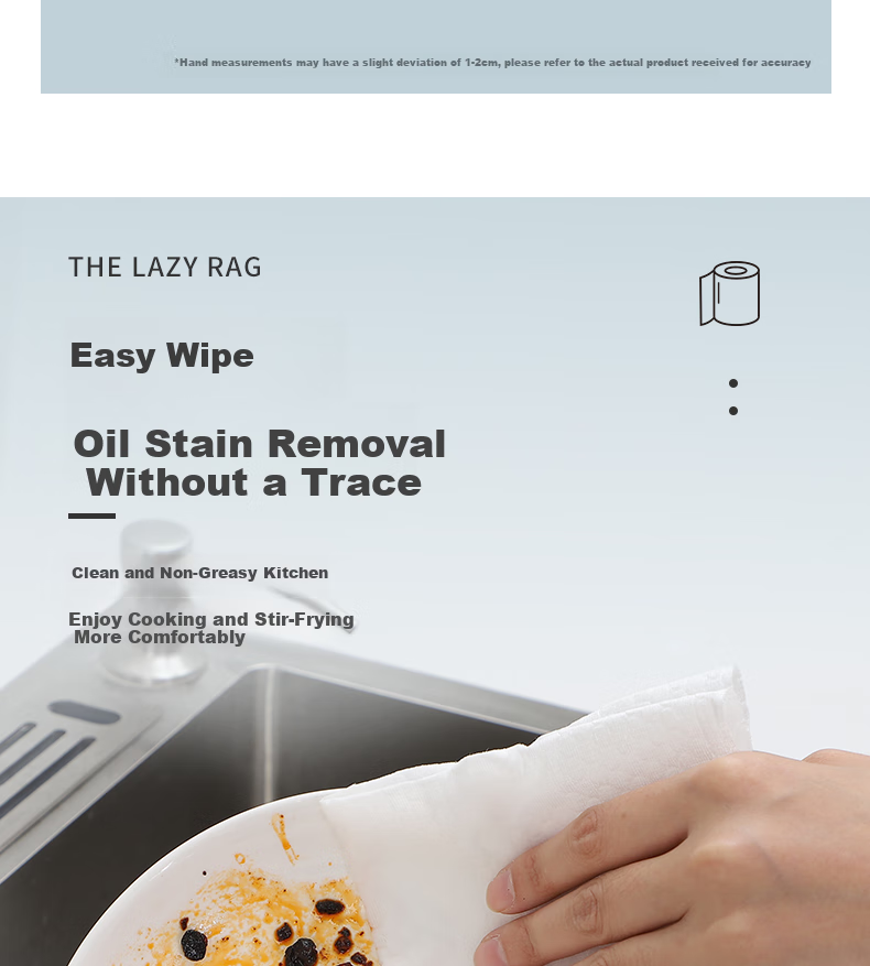 Tinghao Disposable Cleaning Cloths, 200 Sheets Per Roll, 4 Rolls, Thickened Kitchen Dishwashing Cloths, Cleaning Rags, Stain Removal, Absorbent, Wet And Dry Use 6