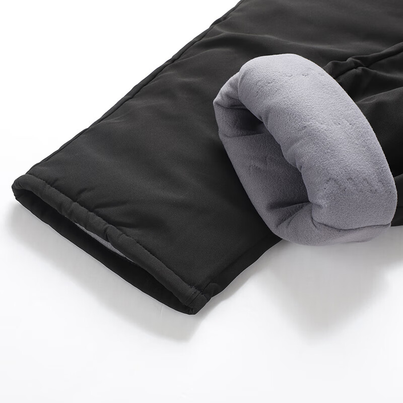 MiiOW Men's Winter Cotton Pants Lamb Wool Fleece Lined Thickened Casual Sports Pants Black Straight Leg 2XL 2