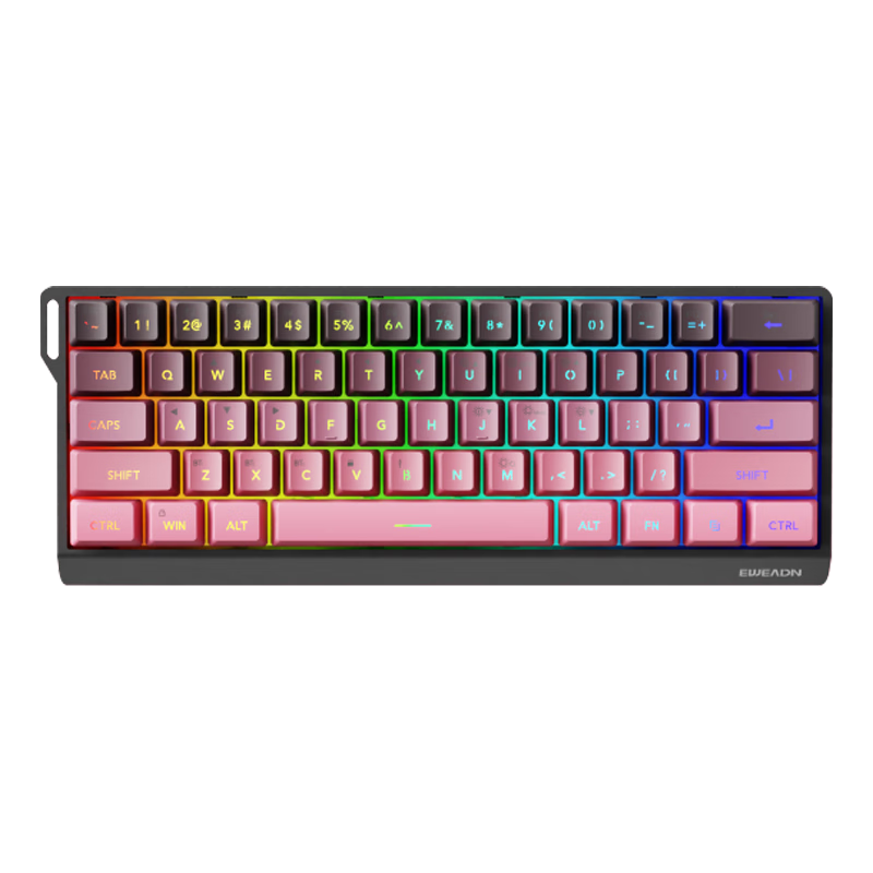 EWEADN F61 Wireless Keyboard Wired Bluetooth Tri-mode Silent Mechanical Feel Gaming Portable 61-Key Membrane Keyboard for PC Laptop Tablet iPad BlackBerry