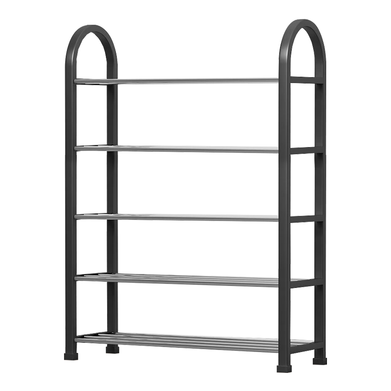 Jing Jiayi 5-Tier 55cm Black Simple Shoe Rack Multi-Layer Shoe Cabinet for Entrance Living Room Dormitory Rental Storage Shelf