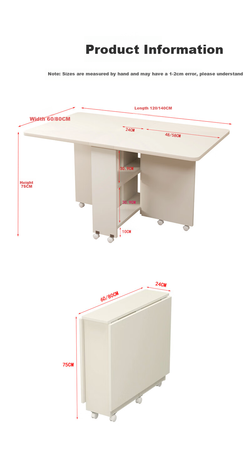 Fanshe Folding Dining Table, Foldable And Extendable, Suitable for Small Apartments, Foldable Dining Table for Home Use, Seats 4-6 People 9