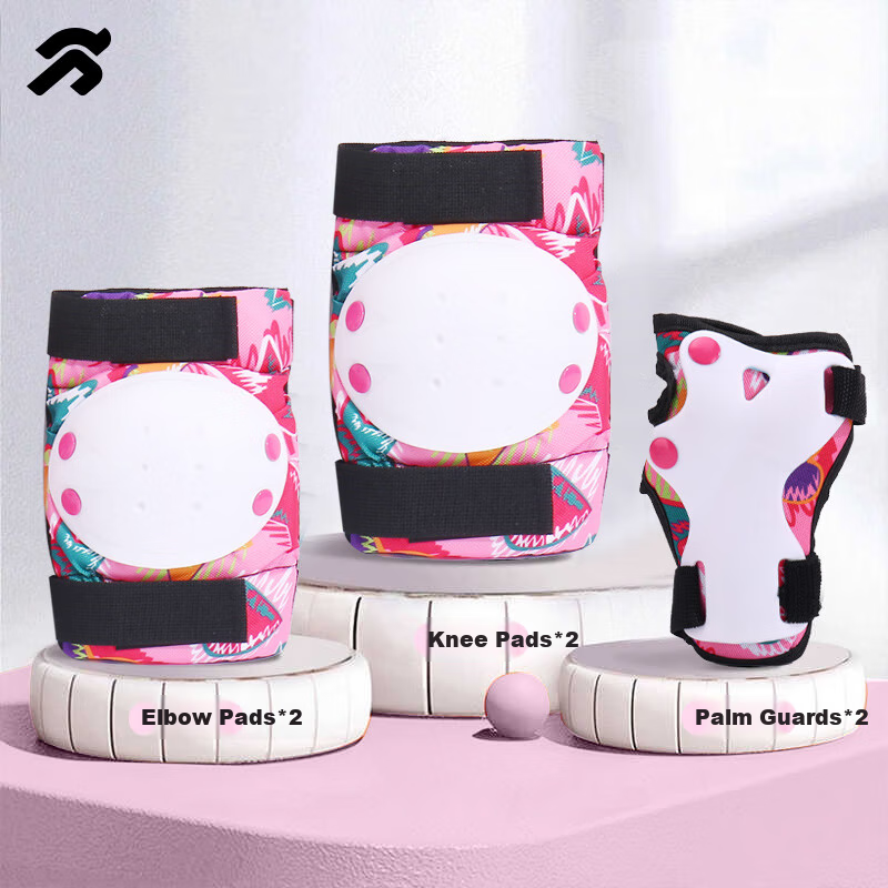 Tongbu Roller Skating Protective Gear Set for Children, Including Inline Skates, Skateboard, Balance Bike, And Bicycle, Thickened Anti-Fall Protective Gear in Pink