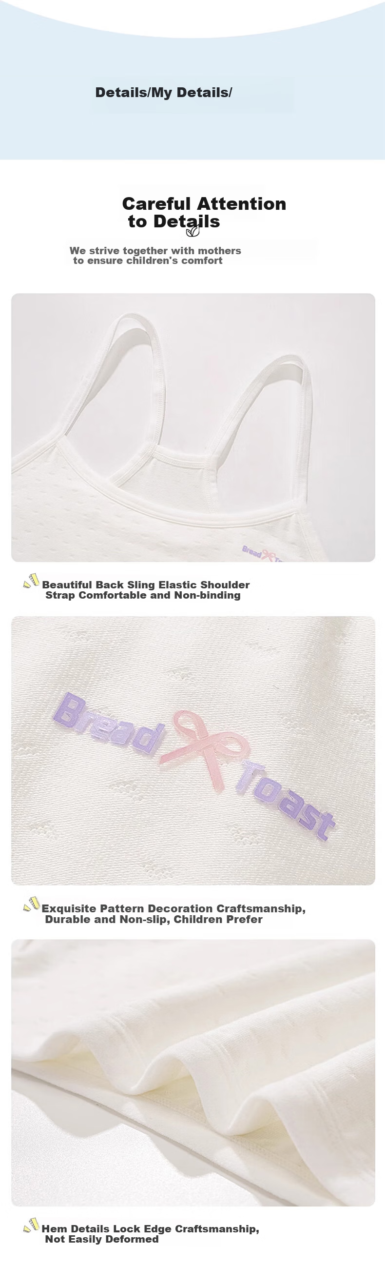 Ziyouxi Girls' Underwear for Elementary School Students in Puberty, Ages 8-12, Children's First Stage Camisole Thin Bra for Young Girls 16