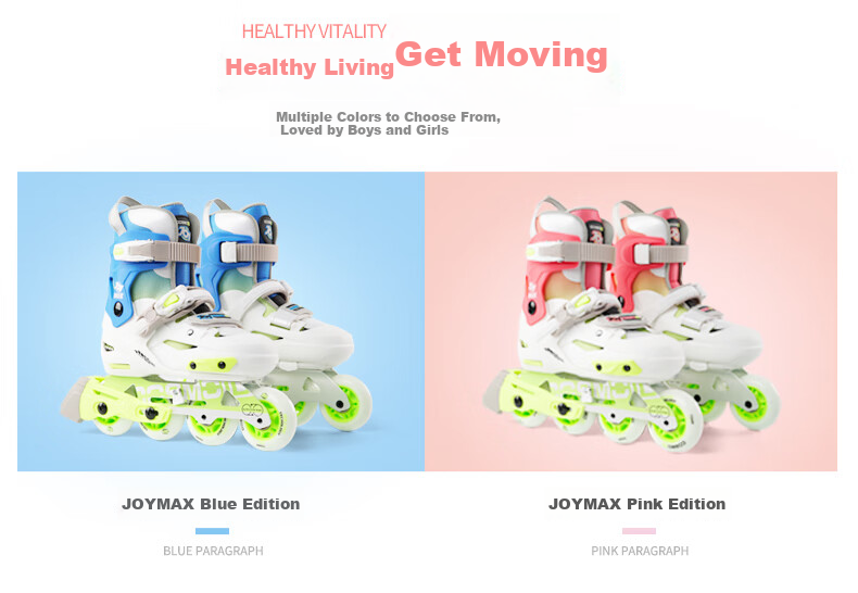 Micro Migu Co-Branded COSMOID Roller Skates for Children, Boys And Girls, Inline Skating, Roller Skating, Hard Shell JOYMAX Blue Set Size L 3