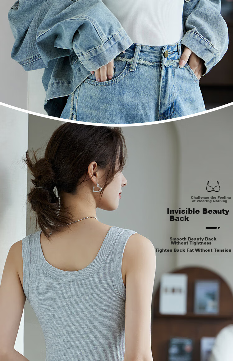 LangSha Women's Camisole Tank Top with Built-In Bra Pads, Modal Undershirt, Spring New Style, No Need to Wear Underwear, Beautiful Back Design, Outer Wear Base Layer 8