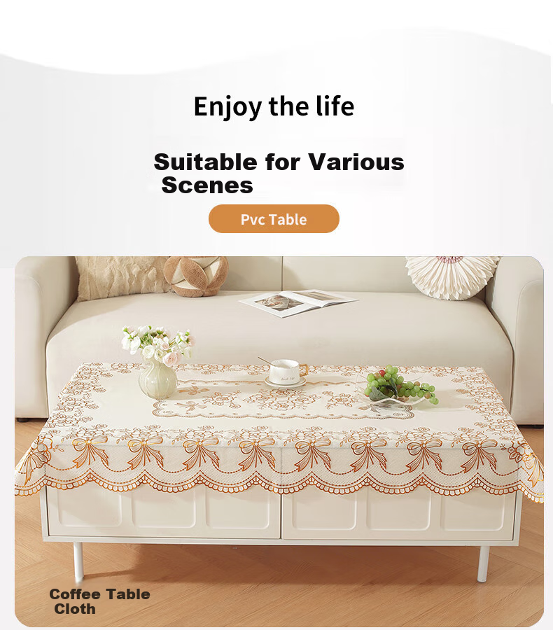 Jingxun Waterproof And Oil-Proof Rectangular Tablecloth, Washable, for Dining Table And Coffee Table, Living Room Table Cover, 90*140cm 4