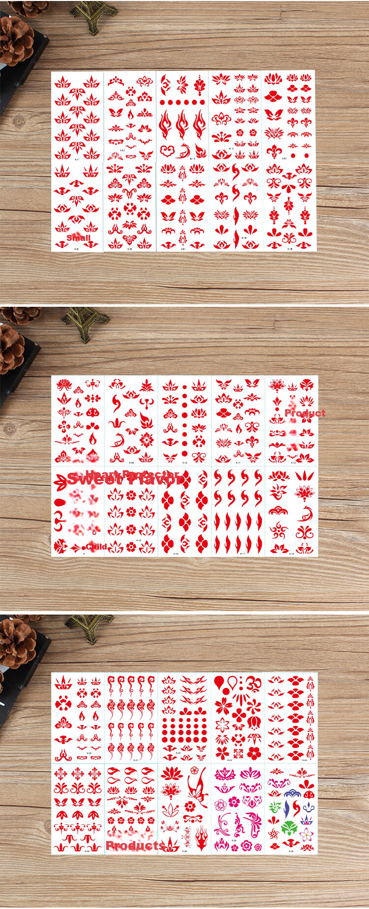 Danmiqi Children's Forehead Tattoo Stickers, Hanfu Ancient Costume Girls' Printed Stickers, Waterproof Forehead Stickers, Toy 6