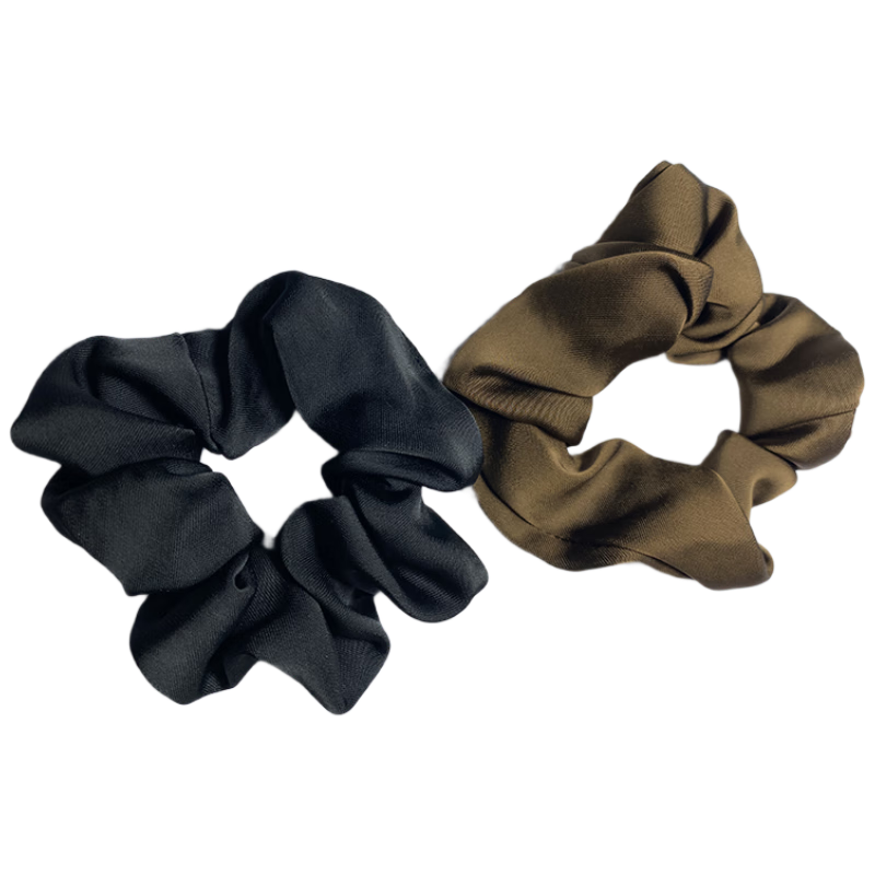 Yefili French Satin Pleated Large Scrunchie Hair Tie Low Ponytail Bun Hair Elastic Hair Band Set of 2