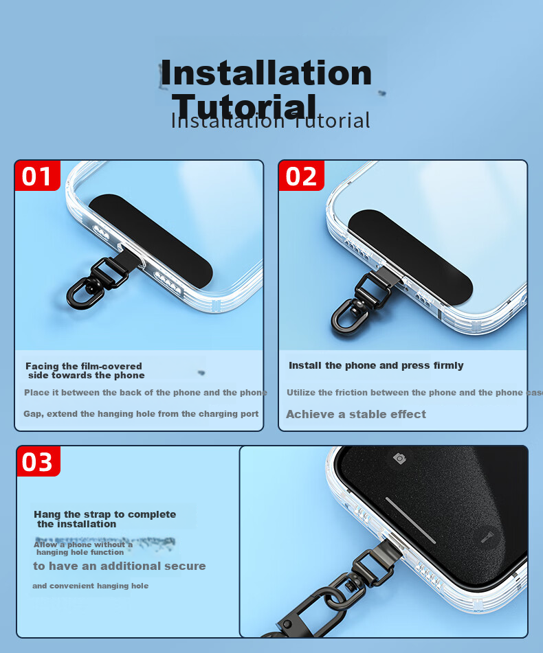 Yingyue Phone Lanyard Clip Pad Metal Patch, Wrist Chain, Crossbody Strap, European Anti-Theft Anti-Fall Anti-Loss Device, Jewelry Pendant, Ultra-Thin Hanging Rope, Strap, Accessory 11