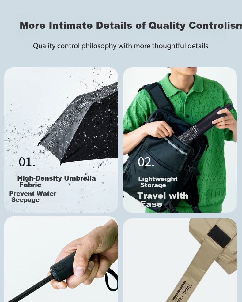 Wpc. Fully Automatic Sun Umbrella, Dual-Use for Sunny And Rainy Days, Black Rubber, Unisex Sun Protection Umbrella, Folding Business Umbrella, Portable, Compact Desig 7