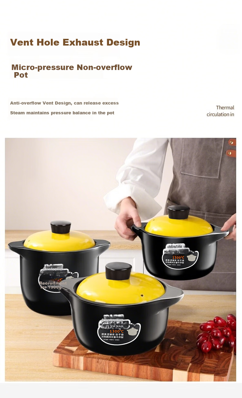 Quanpinwu Ceramic Casserole Stew Pot, Gas Stove Compatible, Large Capacity, for Home Use, Cooking Porridge, Soup Pot, Traditional Chinese Stew Pot 8