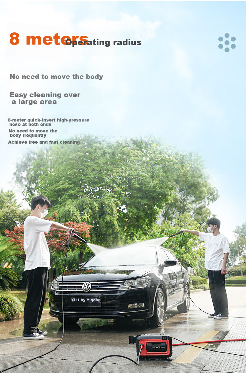 Yili High-Pressure Car Wash Machine, High-Pressure Water Gun for Washing, Car Washing Water Gun with High Pressure, Household Use, 4280G High Power Inductio 8