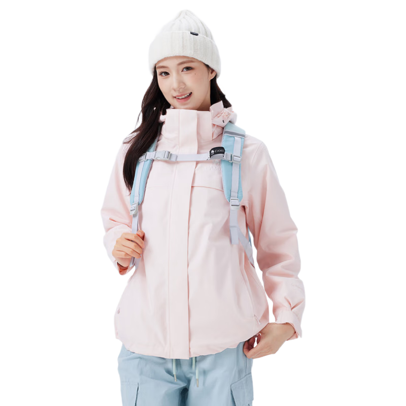 CAMEL Women's 3-in-1 Softshell Jacket Spring Summer Travel Windproof Waterproof Casual Coat