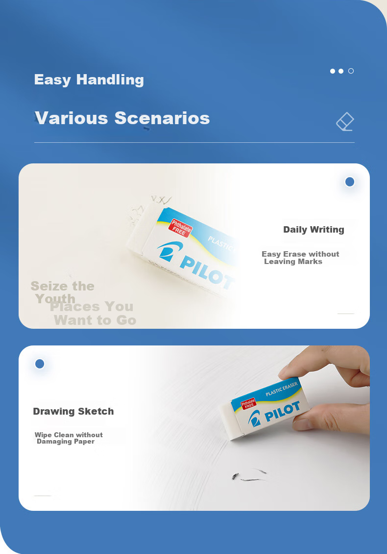 PILOT Fresh Eraser, Powerful Erasing, Less Dust, Easy to Erase, for Pencils, Students And Office Use, EE-S60 Small Size 3