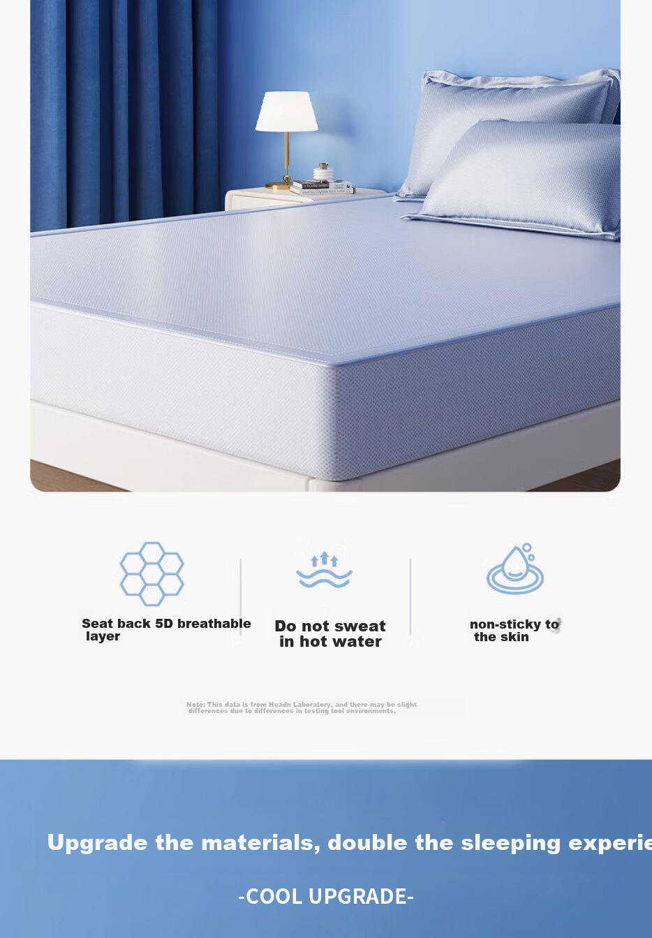 Huadn Carbon Fiber Ice Silk Cooling Mat, Washable Air Conditioning Mat, Double Set, Ice Silk Mat Fitted Sheet Style 180*200cm 14