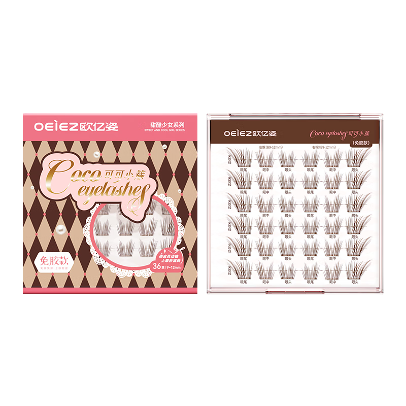 OEIEZ Self-Adhesive False Eyelashes Natural Fox Style Lightweight Black Brown for Beginners