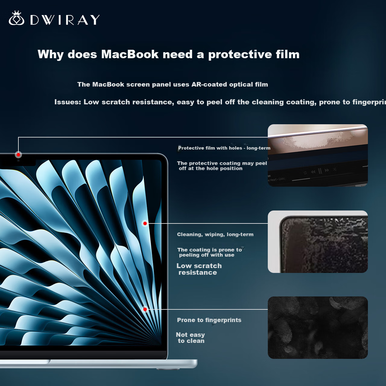 Защитная пленка DiYiGongFang для Apple MacBook Air 13.6 дюймов (M4/M3/M2), HD закаленное стекло, 2 шт.