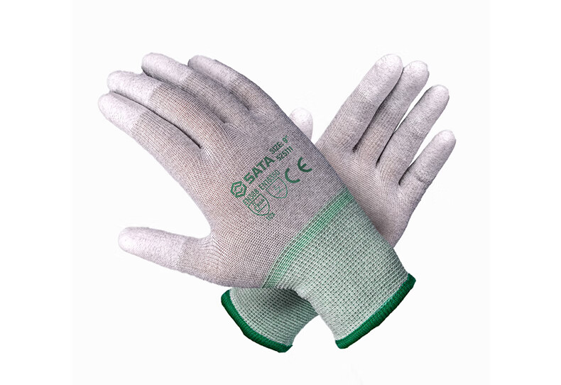 SATA 525111 Work Safety Anti-Wear Non-Slip Workshop Factory PU Coated Anti-Static Work Gloves Size 8, 12 Pairs/Pack 7