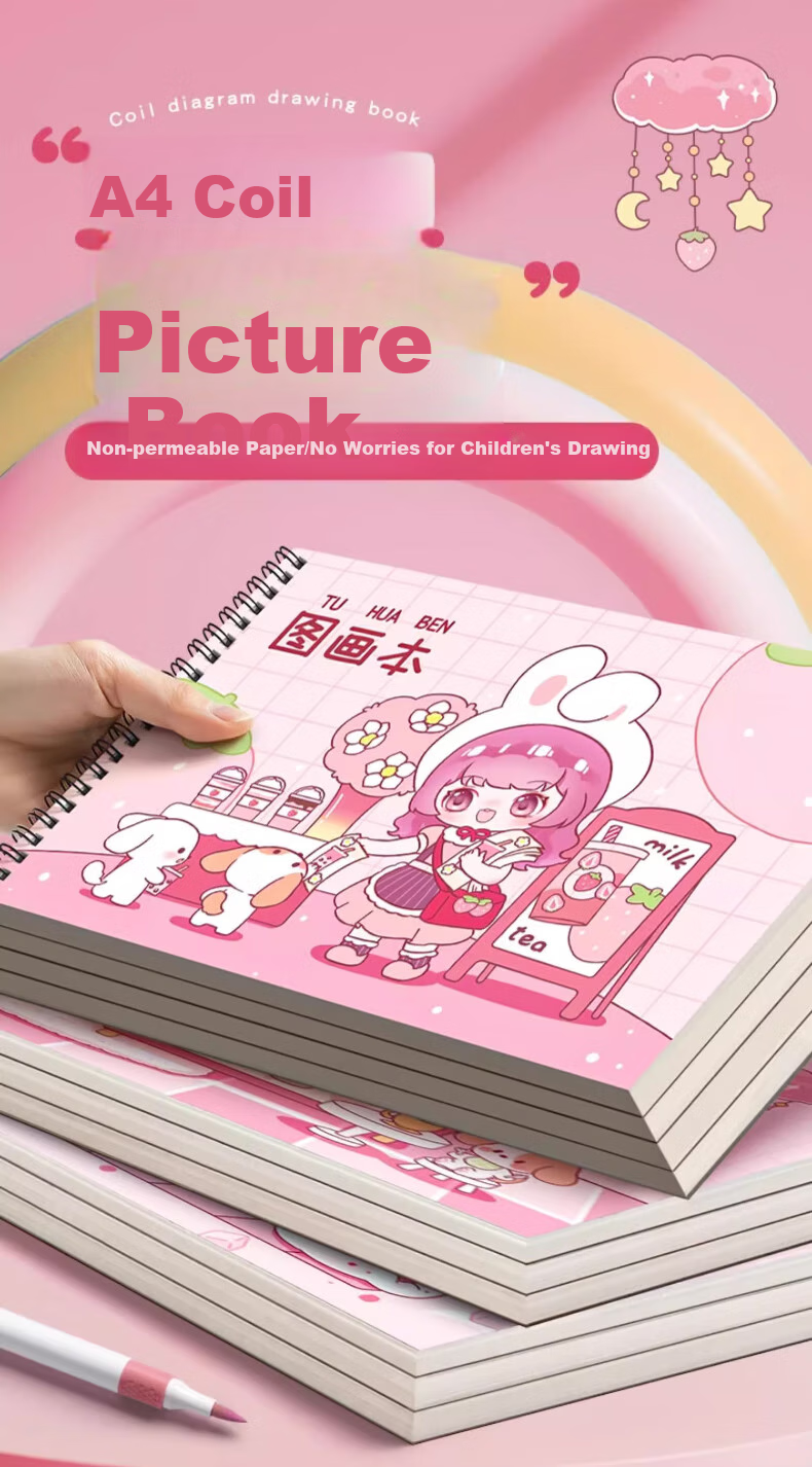 Jiamo Picture Book 2 Volumes/A4 Children's Blank Sketchbook Spiral Notebook Drawing Pad Art Book Kindergarten Elementary School Student Hand-Drawn Extra Thick Editio 1