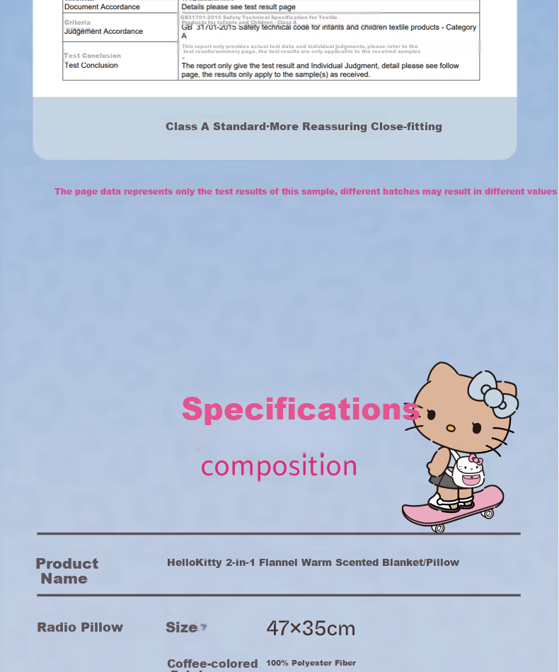 Tbh Sanrio Hello Kitty Two-In Flannel Blanket/pillow Throw Cushion Nap Blanket Air Conditioning Quilt 16