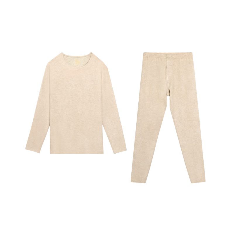Hodo Home Seamless Thermal Underwear Set for Men Autumn Winter Color-Spun Fleece with Cashmere and Mulberry Silk