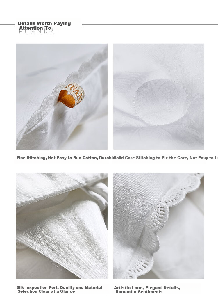 FUANNA Silk Comforter, 100% Mulberry Silk Double Cocoon Duvet, Spring And Autumn Quilt, Double-Size Air Conditioning Blanket, Approximately 6.4 Jin, 230*229cm 9
