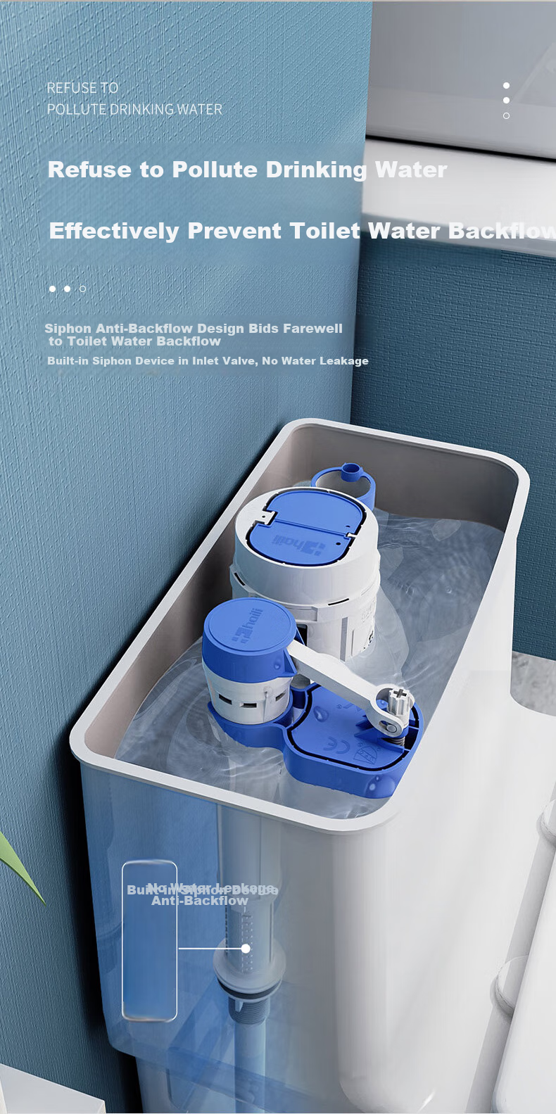 Haili Universal Toilet Tank Accessories, Drain Valve, Old-Style Integrated Flushing Toilet, ABS Inlet And Outlet Flushing Valve, SJ26 Blue 4