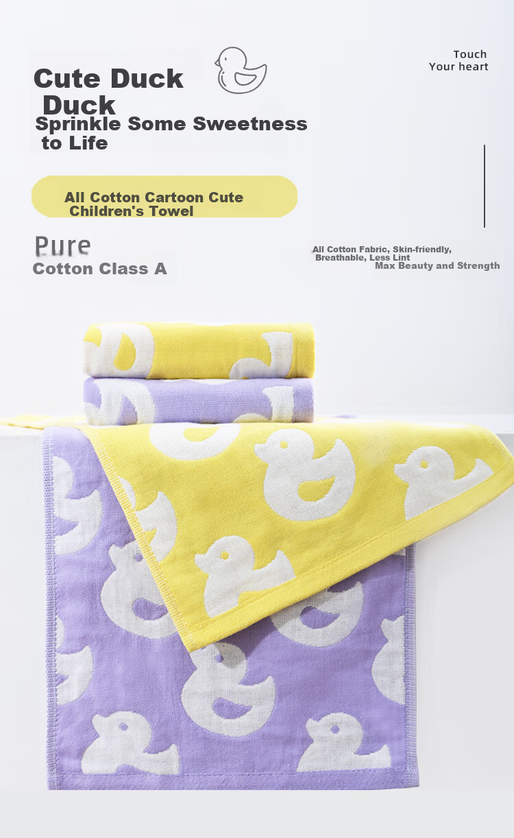Yaguang Towel, Pure Cotton Class A Ultra-Soft Absorbent Face Towel, Sweet Color, 2-Pack Blue/yellow, 30*60cm, 65g/piece 1