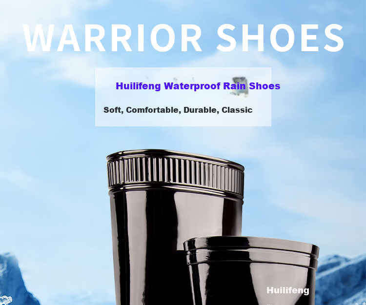 Huili Men's Winter Rain Boots, Fleece-Lined for Warmth, Mid to High Top, Waterproof Rubber Overshoes, Model 827R, Black Medium-Long Fleece, Size 39 1