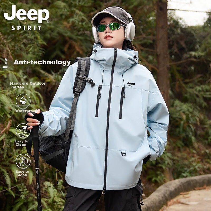 Мужская ветровка JEEP, водонепроницаемая, теплая, спортивная, весна-осень, черная, размер XL